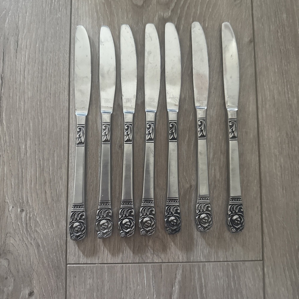 INR38 Interpur Set of 7 Dinner Knives Stainless Steel Japan Rose Tip